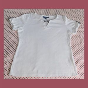 Karen Scott White Cotton T Shirt LN